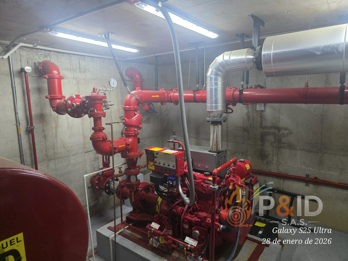 Cuarto de bombas contra incendio instalado bajo NFPA 20 en Colombia — P&ID SAS